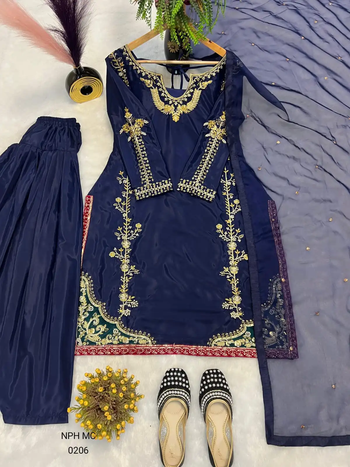 Designer Party Wear Look top with farshi salwar